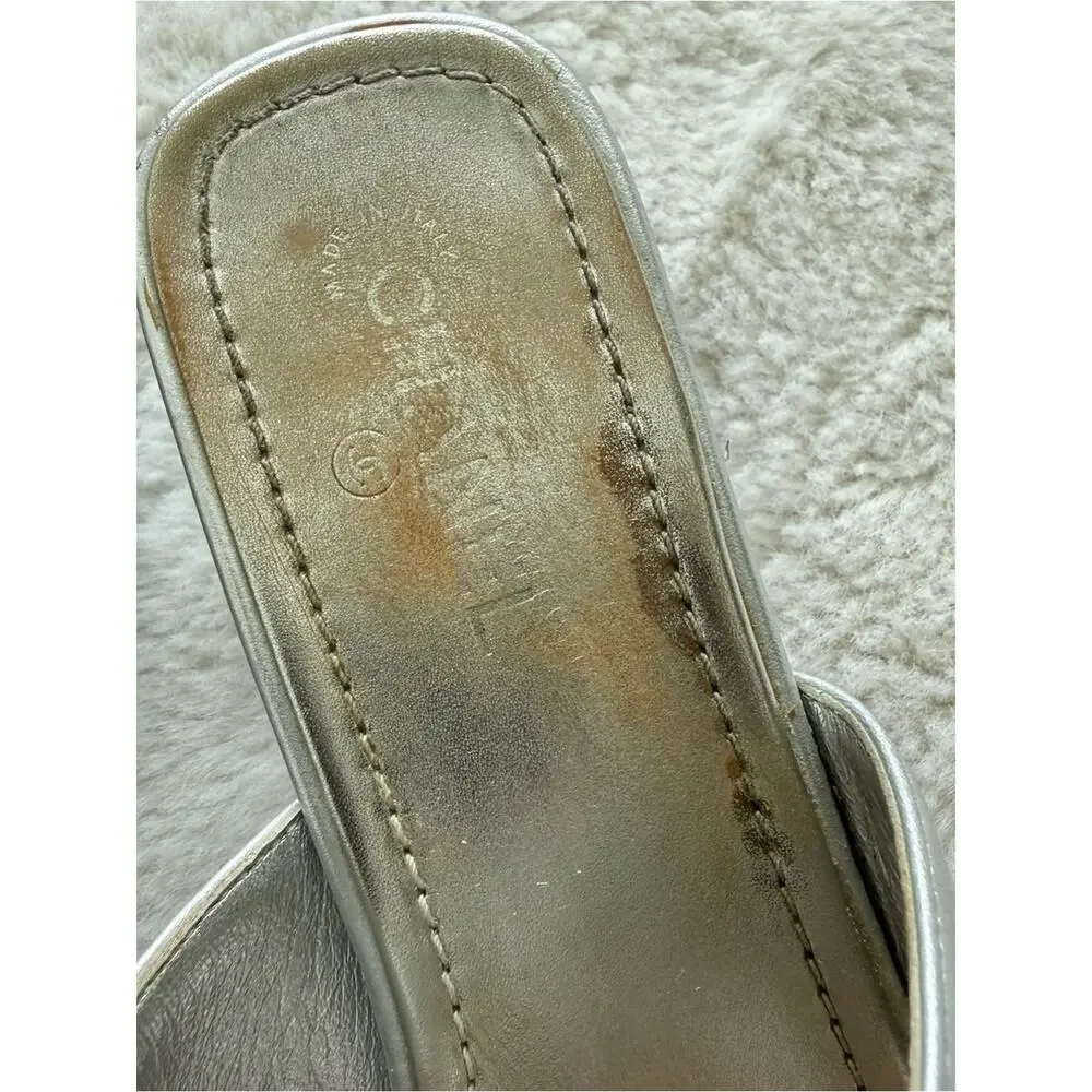 CHANEL vintage silver sandals with starts size 36EU Authentic